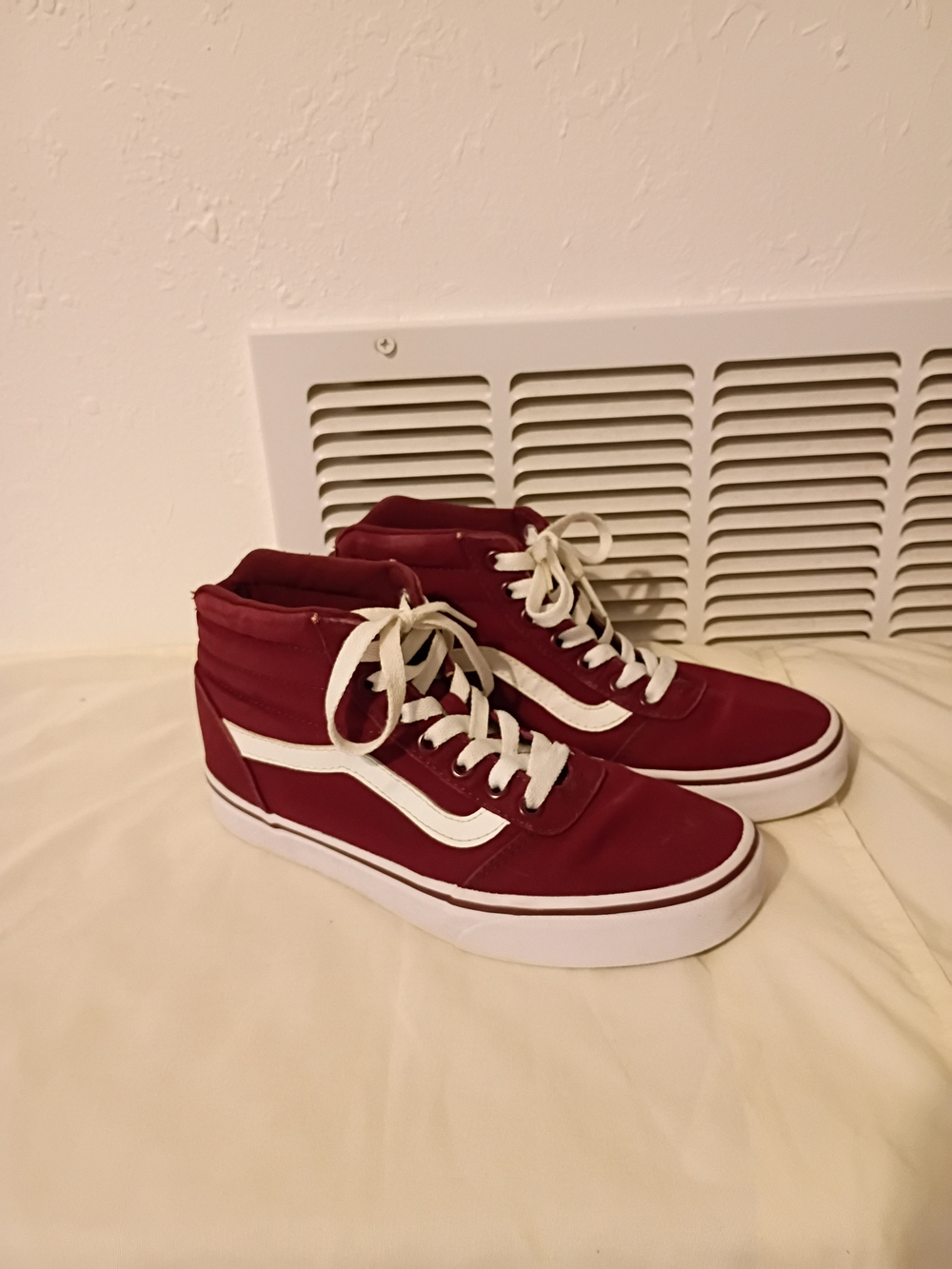 Vans Burgundy High-Top Sneakers with White Stripe